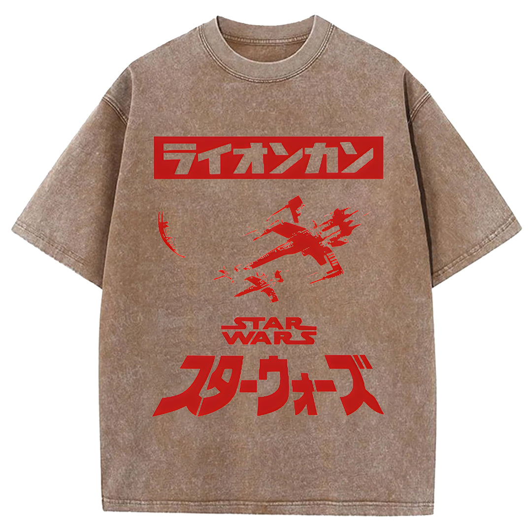 Star Wars Vintage Japanese Design Washed Crew Neck T-Shirt