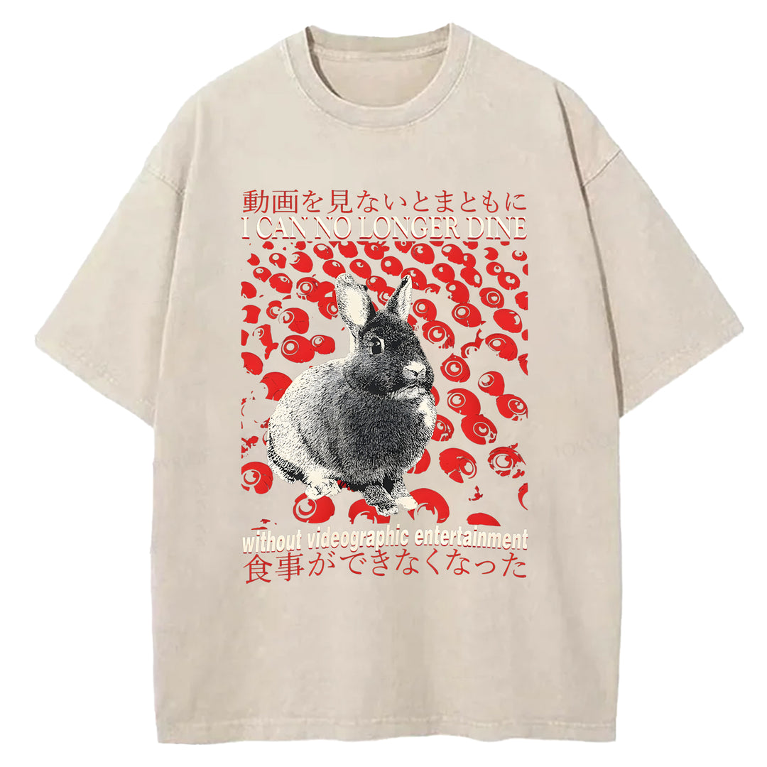 I CAN NO LONGER DINE Washed Crew Neck T-Shirt