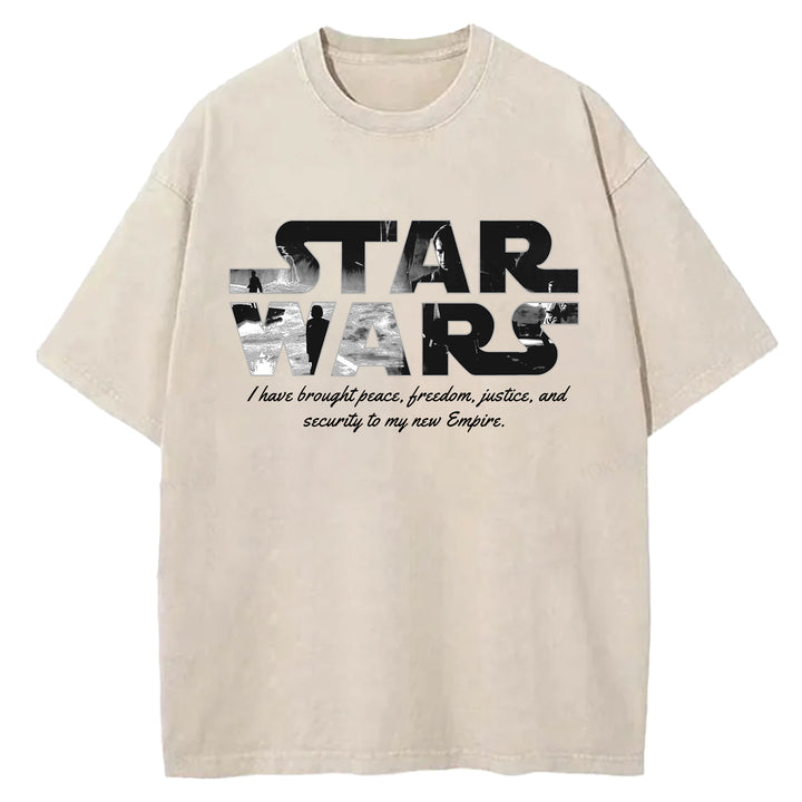 Star Wars Vintage Japanese Design Washed Crew Neck T-Shirt