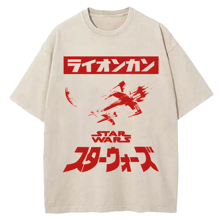 Star Wars Vintage Japanese Design Washed Crew Neck T-Shirt