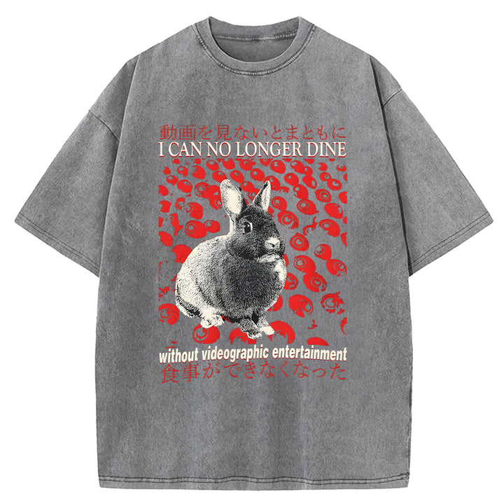I CAN NO LONGER DINE Washed Crew Neck T-Shirt