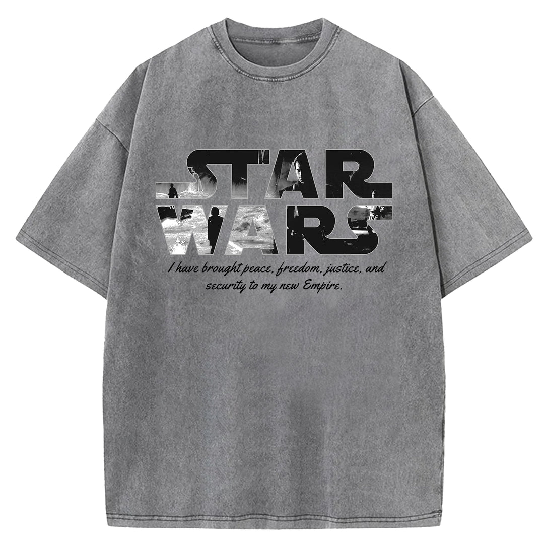 Star Wars Vintage Japanese Design Washed Crew Neck T-Shirt