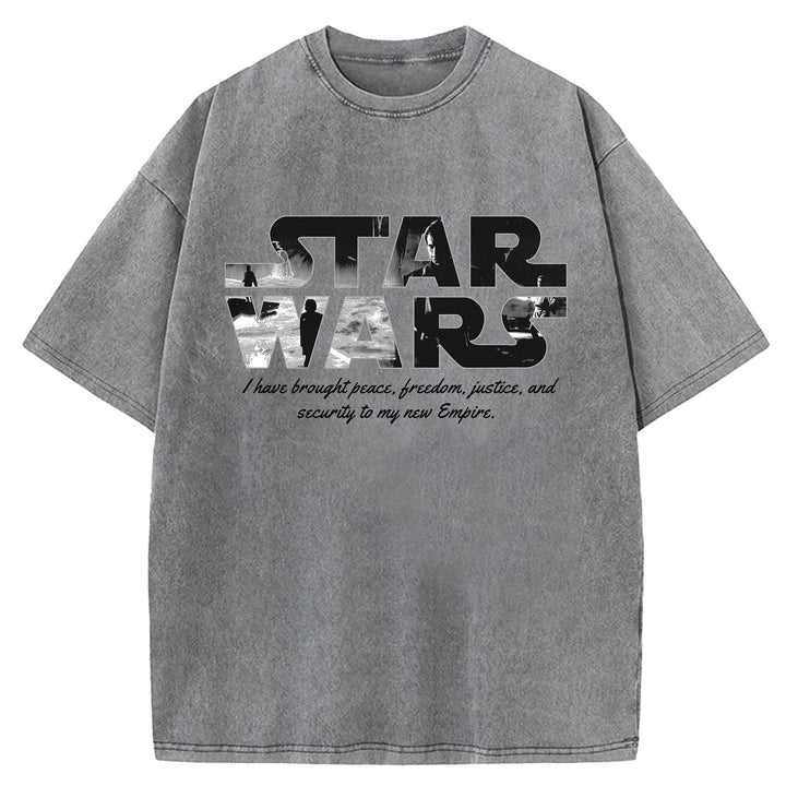 Star Wars Vintage Japanese Design Washed Crew Neck T-Shirt