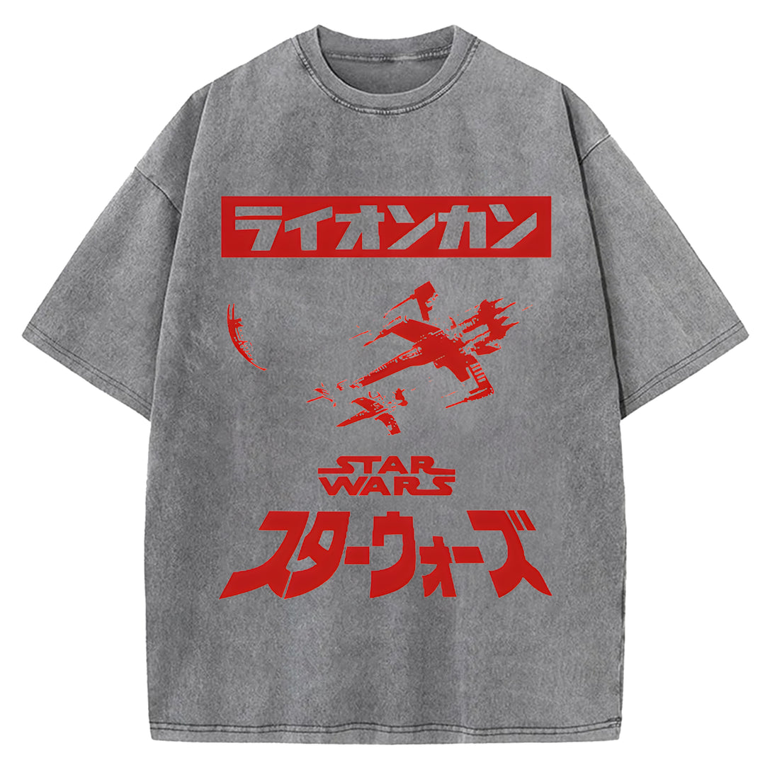Star Wars Vintage Japanese Design Washed Crew Neck T-Shirt