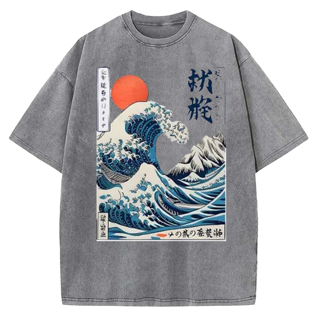 Hokkaido Wave Japan Washed Crew Neck T-shirt
