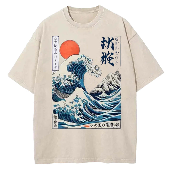 Hokkaido Wave Japan Washed Crew Neck T-shirt