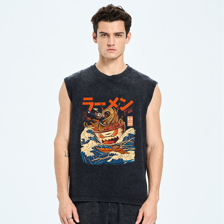 The Great Wave Ramen Yokai Cotton Wash Tank