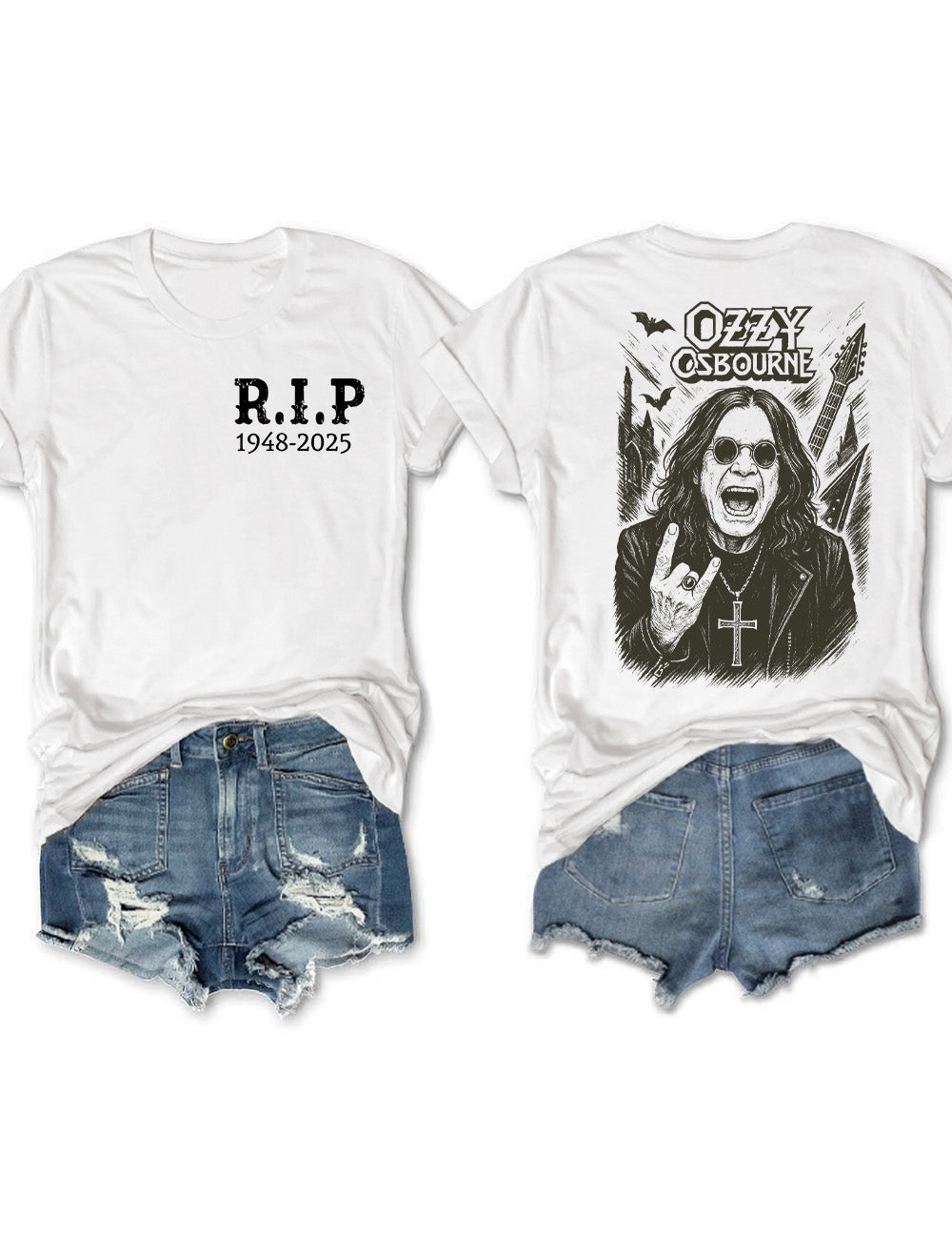 RIP Ozzy Osbourne 1948-2025 Crew Neck T-shirt