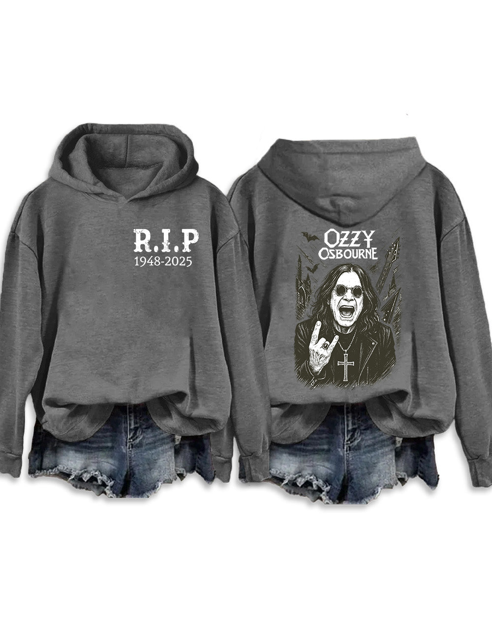 RIP Ozzy Osbourne 1948-2025 Long Sleeve Hoodie