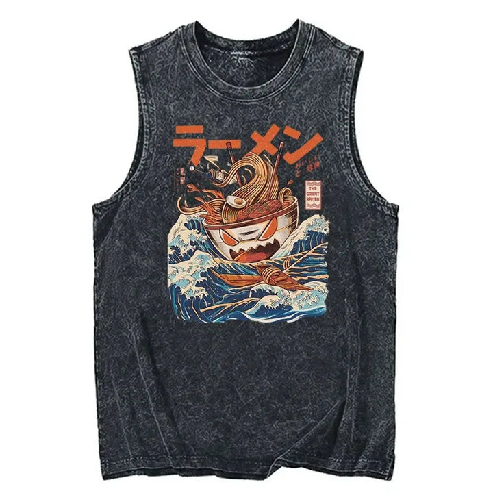 The Great Wave Ramen Yokai Cotton Wash Tank