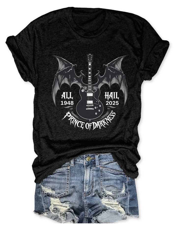 All Hail Prince of Darkness 1948-2025 Crew Neck T-shirt