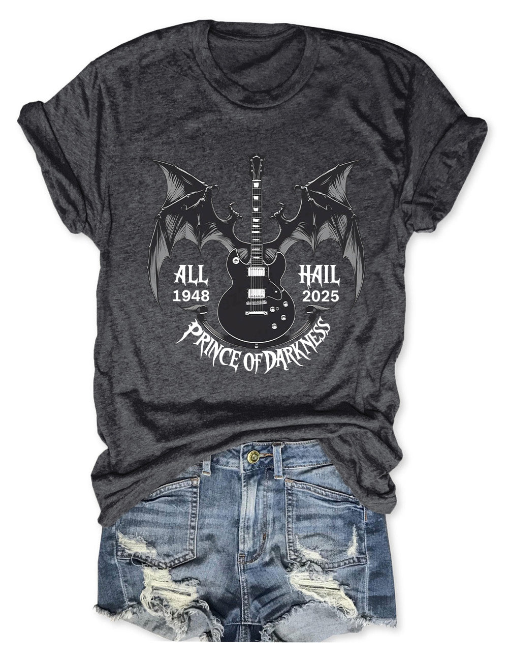 All Hail Prince of Darkness 1948-2025 Crew Neck T-shirt
