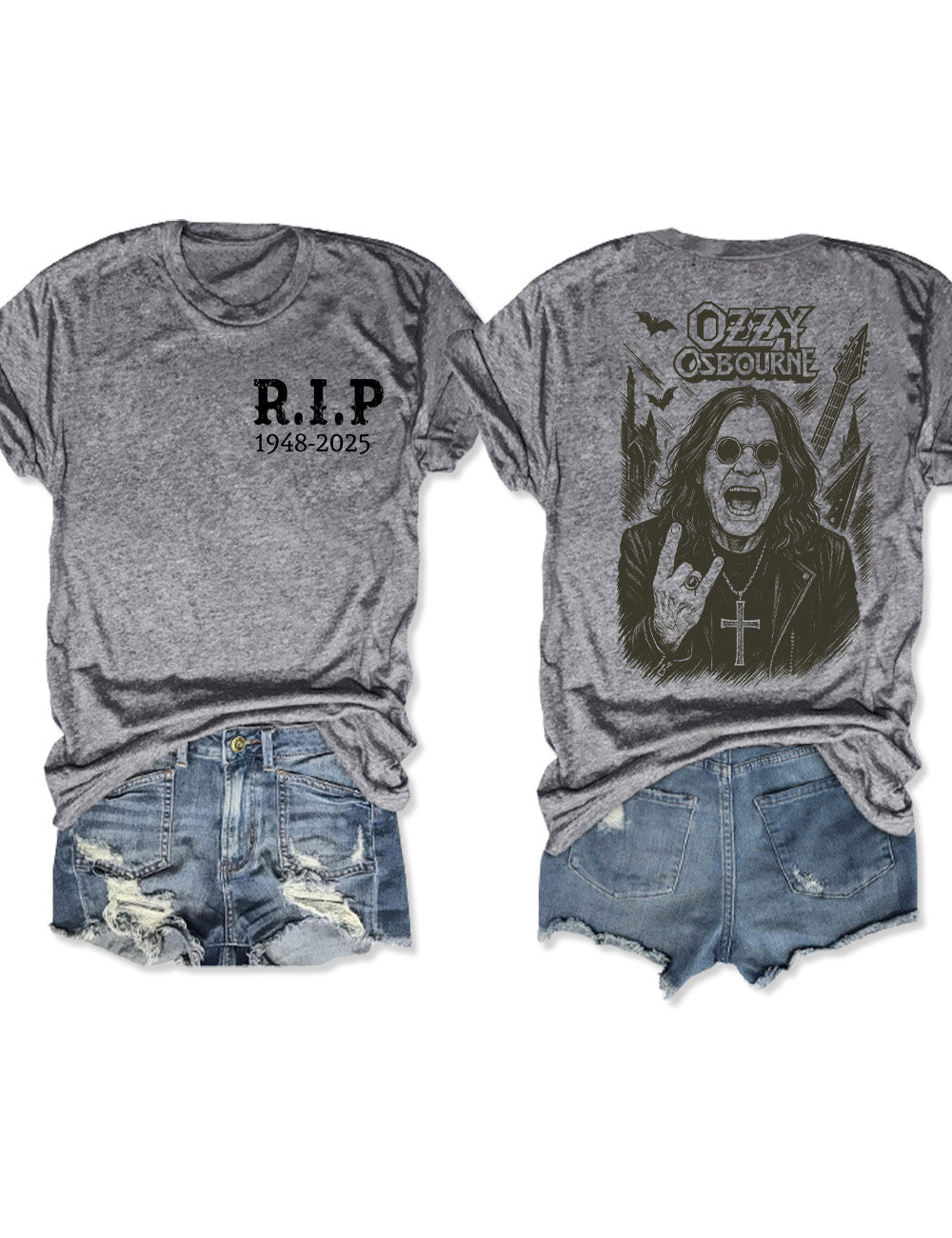 RIP Ozzy Osbourne 1948-2025 Crew Neck T-shirt