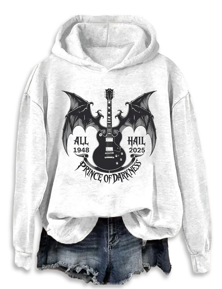 All Hail Prince of Darkness 1948-2025 Long Sleeve Hoodie