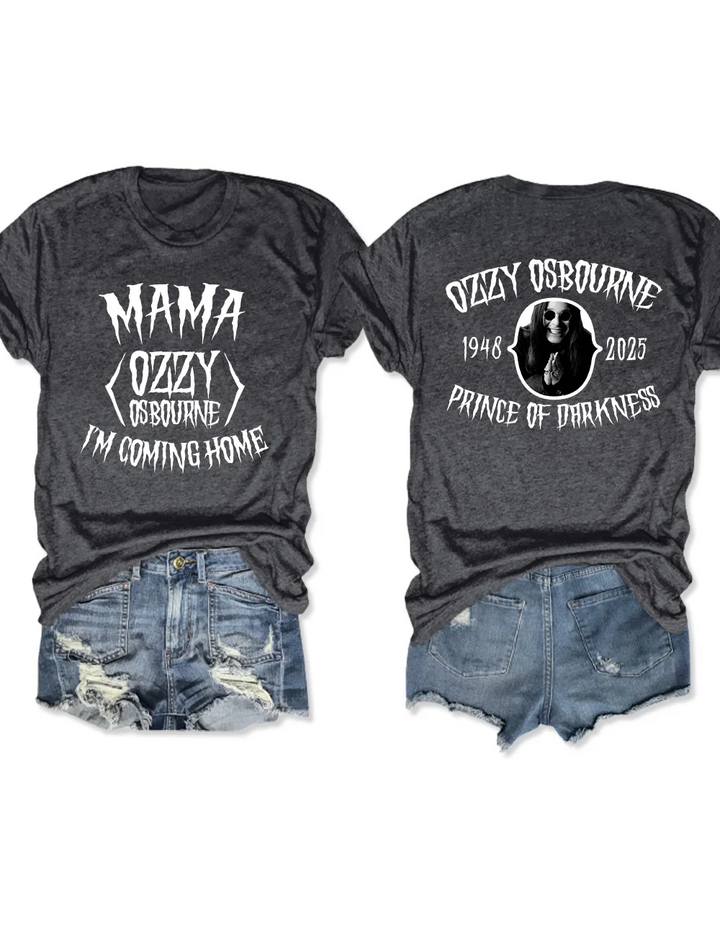 Mama I'm Coming Home Print Crew Neck T-shirt