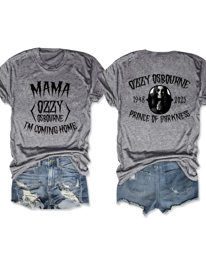 Mama I'm Coming Home Print Crew Neck T-shirt