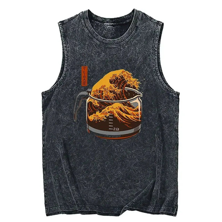 The Great Wave Off Coffee Japanese Cotton Wash Tank
