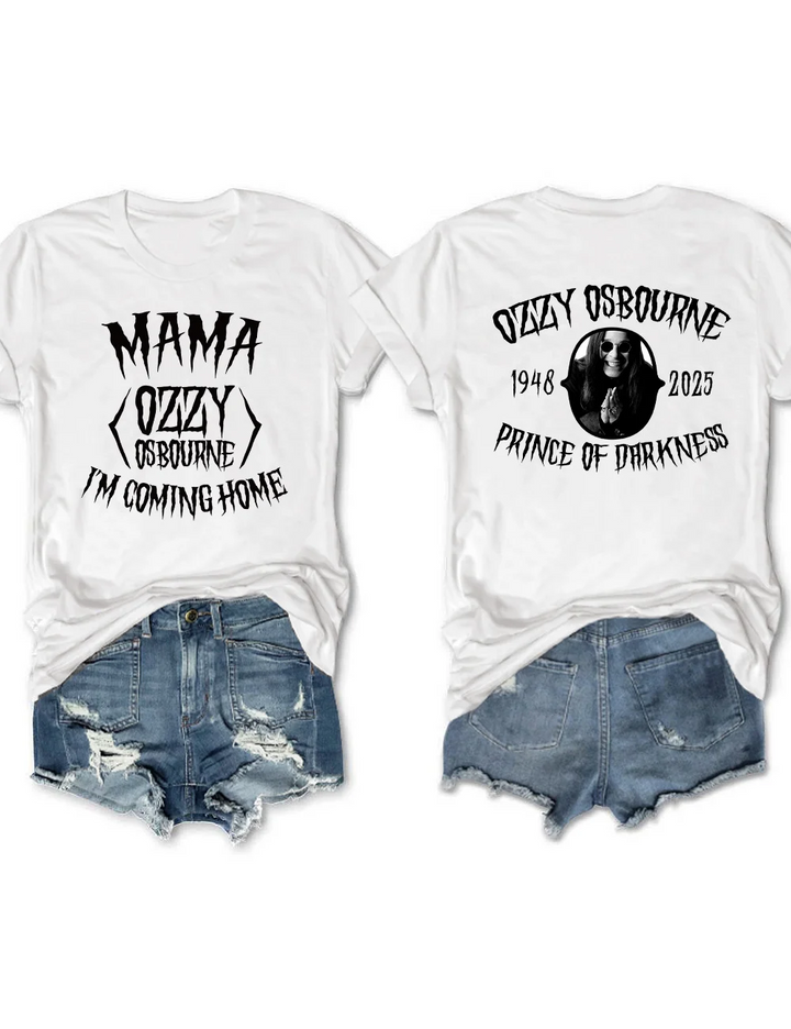 Mama I'm Coming Home Print Crew Neck T-shirt