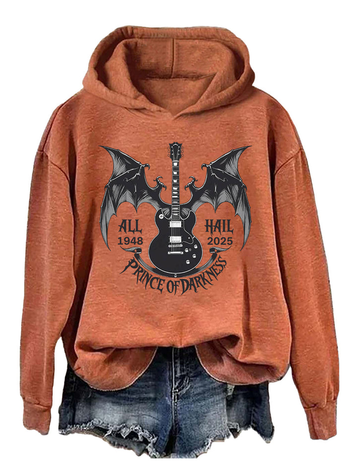 All Hail Prince of Darkness 1948-2025 Long Sleeve Hoodie