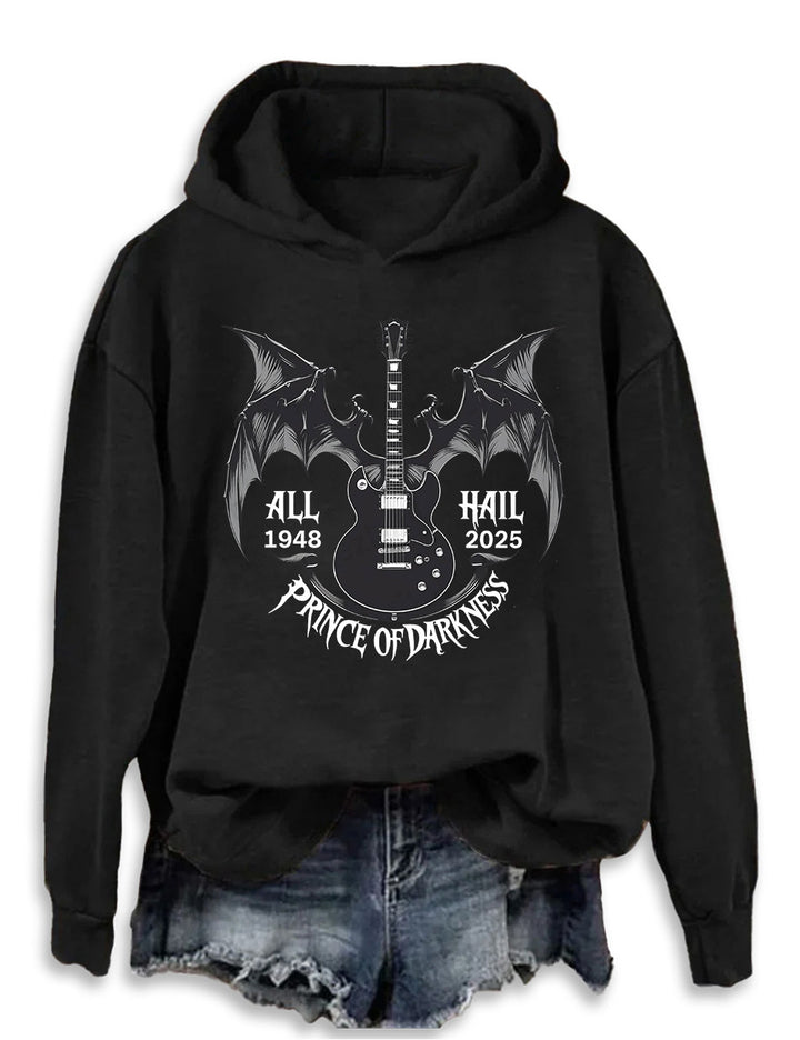 All Hail Prince of Darkness 1948-2025 Long Sleeve Hoodie