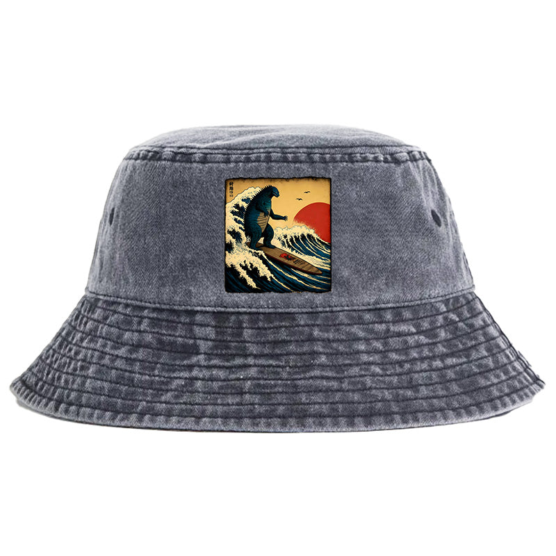 The Great Wave Washed Bucket Hat