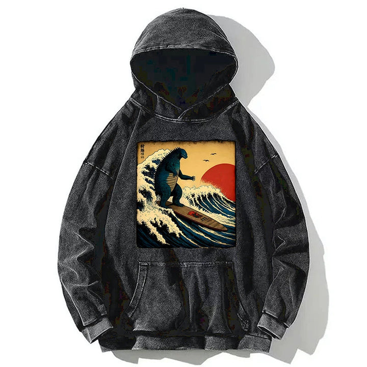 The Great Wave Washed Hoodie