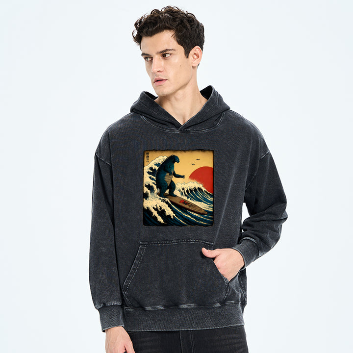 The Great Wave Washed Hoodie