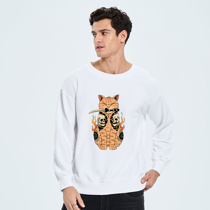 Catana Cat Skull Tattooed Samurai Sweatshirt
