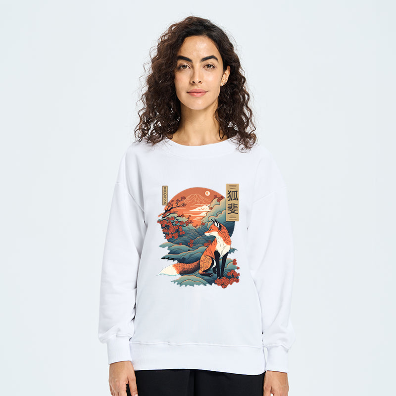 Japanese Kitsune Fox Sakura Sweatshirt