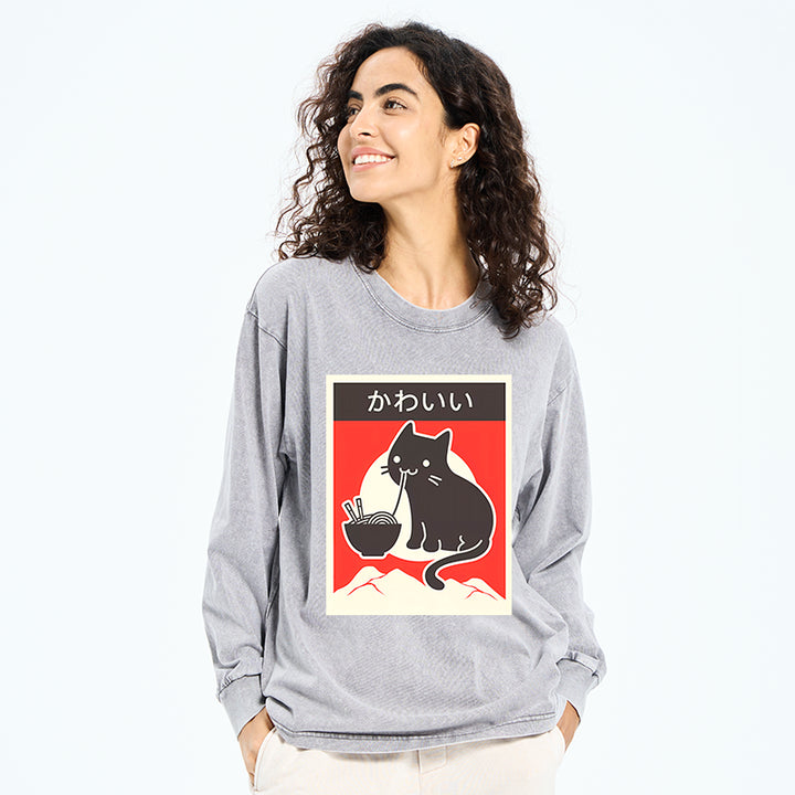 "Kawaii" Vintage Style Japenese Ramen Cat Sweatshirt