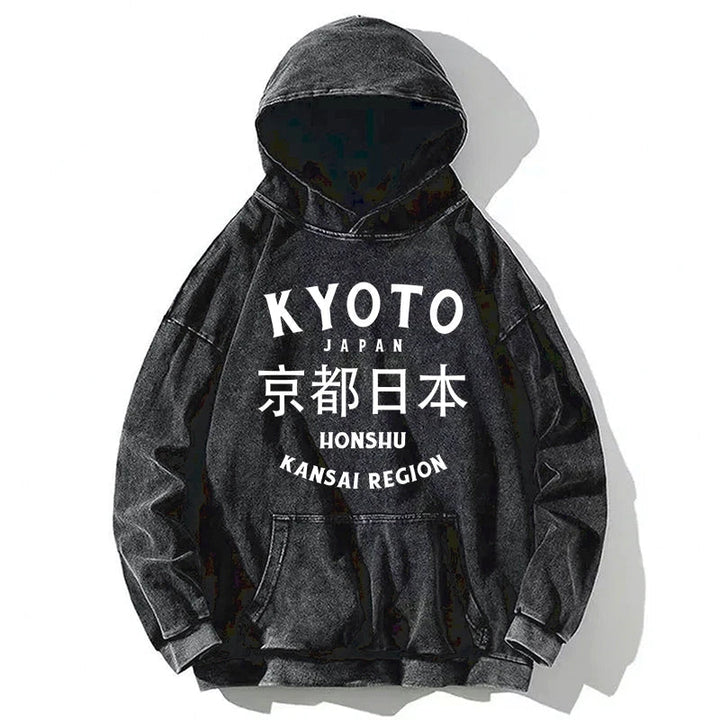 Kyoto Japan Kanji Washed Hoodie