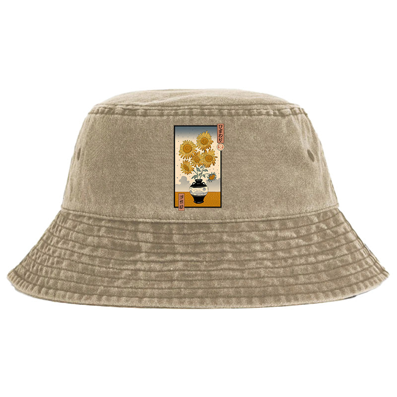 Sunflowers Ukiyo-e Washed Bucket Hat