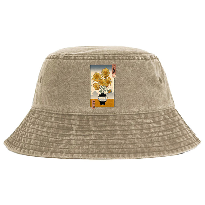 Sunflowers Ukiyo-e Washed Bucket Hat