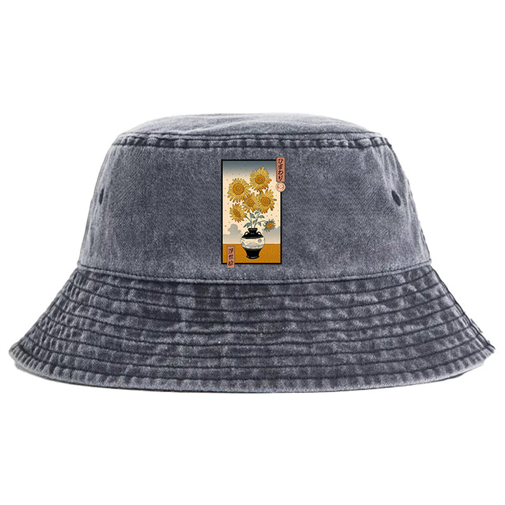 Sunflowers Ukiyo-e Washed Bucket Hat