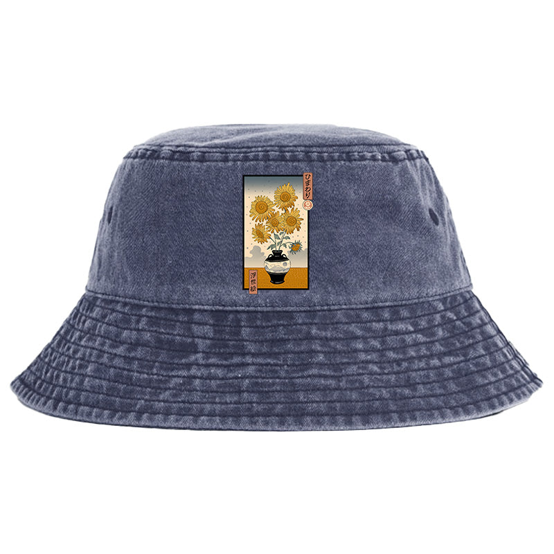 Sunflowers Ukiyo-e Washed Bucket Hat