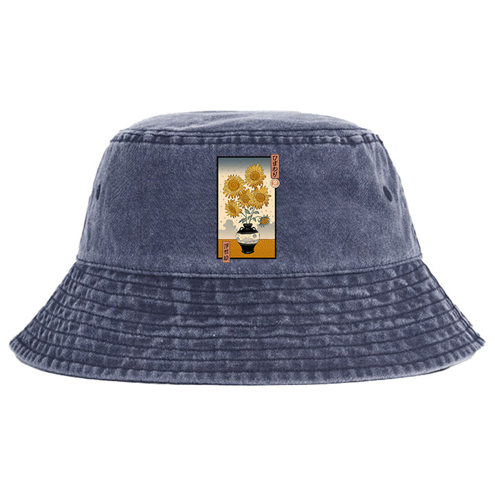 Sunflowers Ukiyo-e Washed Bucket Hat