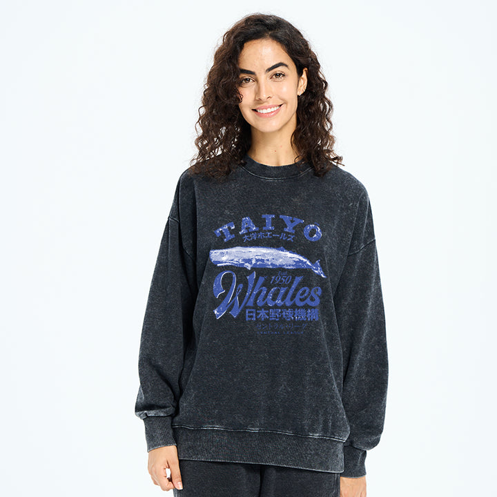 Japan Taiyo Whales Washed Sweatshirt