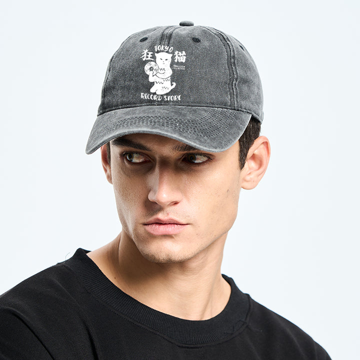 Tokyo Record Store Cat CD Washed Cap