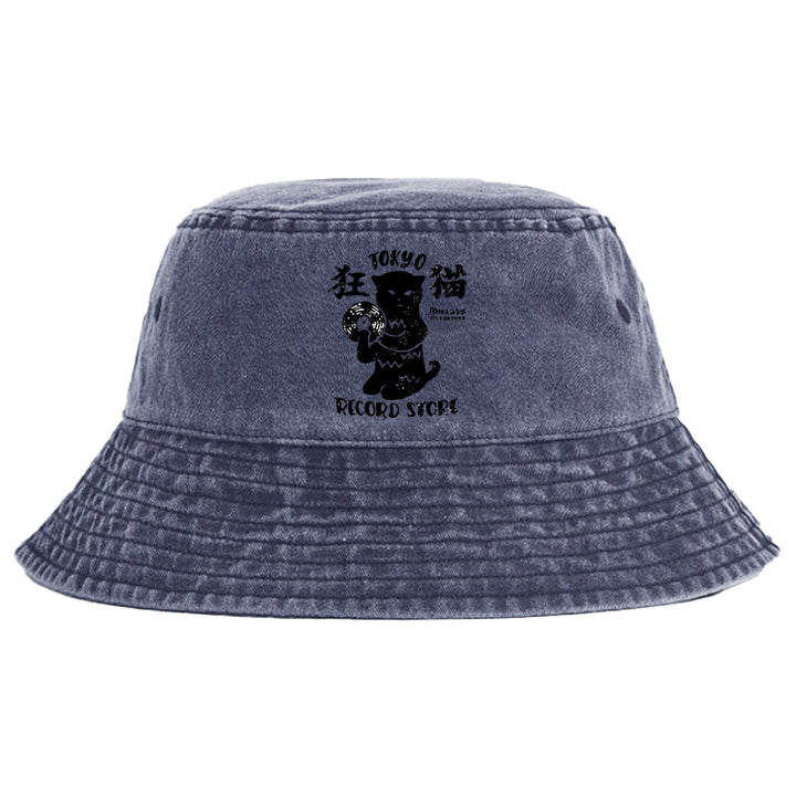 Tokyo Record Store Cat CD Washed Bucket Hat