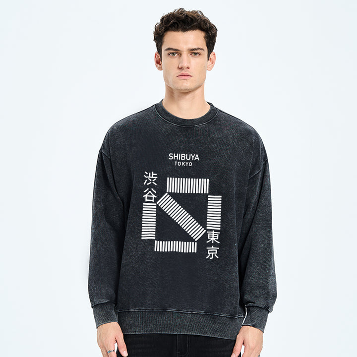 Japanese Shibuya Crossing Washed Sweatshirt