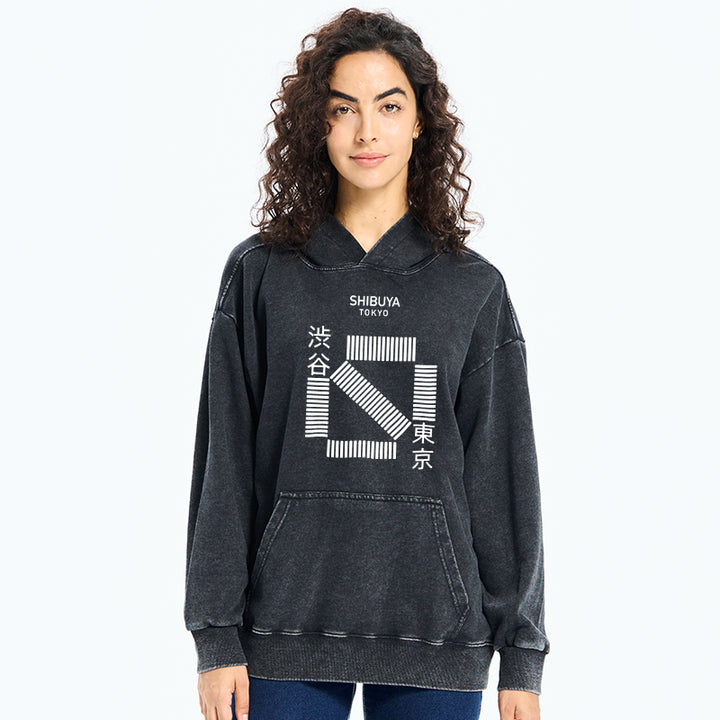 Japanese Shibuya Crossing Washed Hoodie