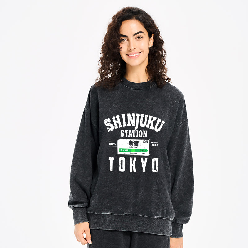 Shinjuku Station Yamanote Line Washed Sweatshirt