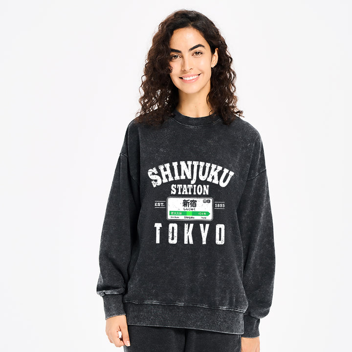 Shinjuku Station Yamanote Line Washed Sweatshirt