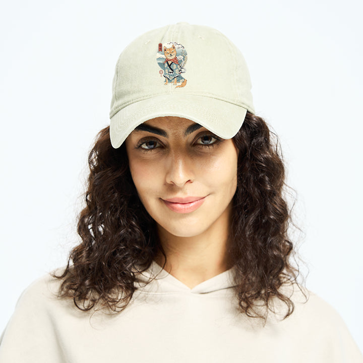 Samurai Shiba Dog Japanese Washed Cap
