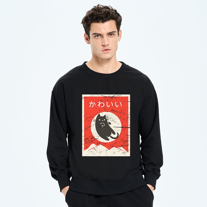 Cute Black Cat Japanese Sweatshirt