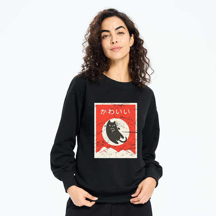 Cute Black Cat Japanese Sweatshirt