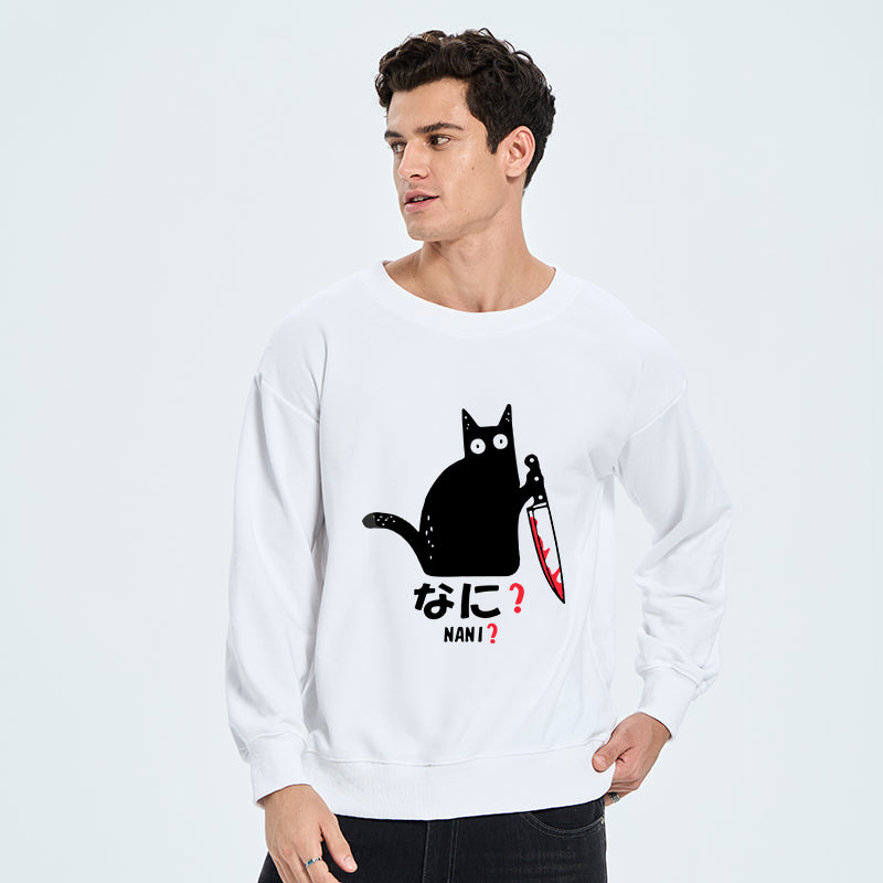 A Puzzled Cat Holding A Knife Sweatshirt