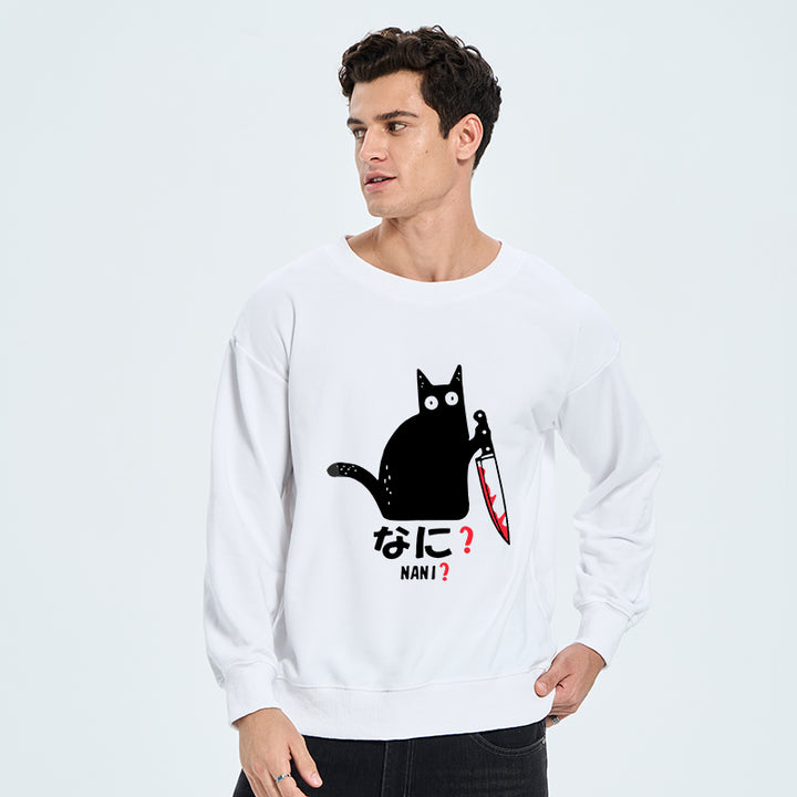 A Puzzled Cat Holding A Knife Sweatshirt