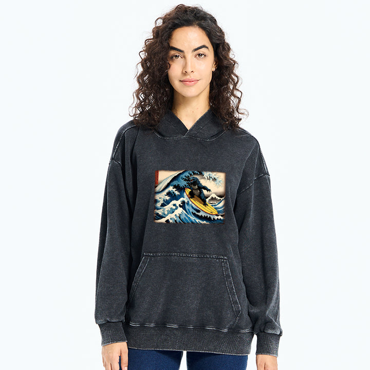 Dinosaur Surfing Japanese Washed Hoodie