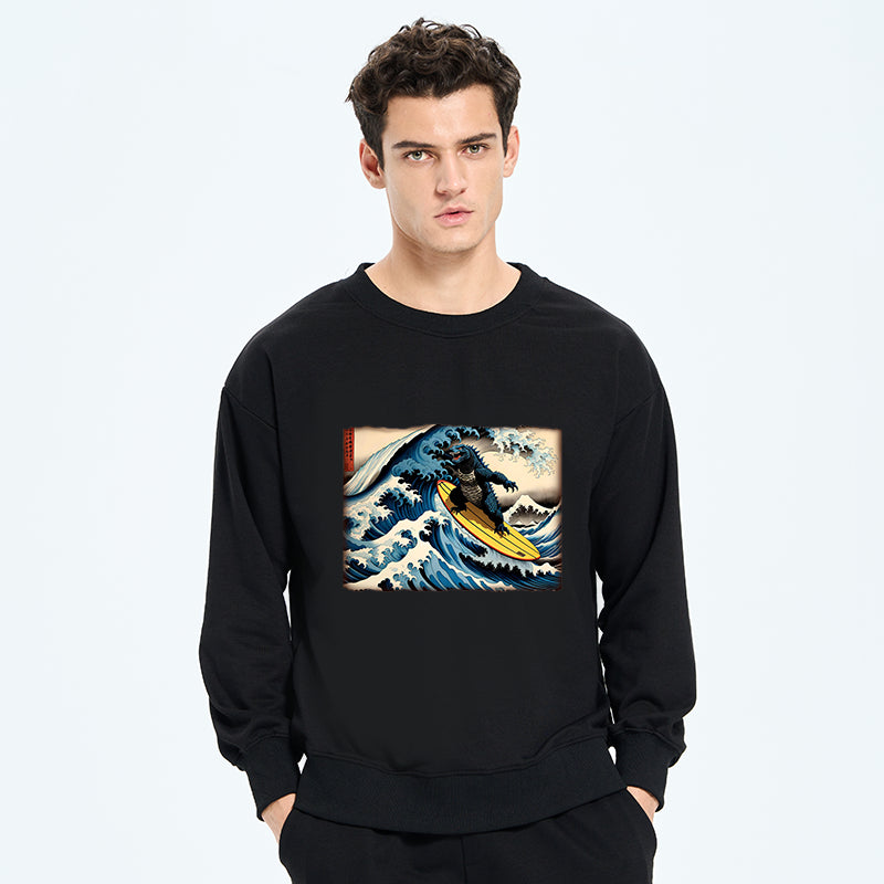 Dinosaur Surfing Japanese Sweatshirt